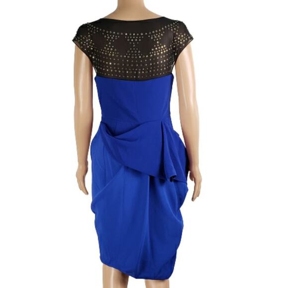 BCBGMaxAzria Asymmetrical Mini Dress Sleeveless Blue Cocktail NEW NO TAG - Picture 4 of 9